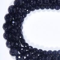 Blaue Goldstein Perlen, Blauer Sandstein, rund, poliert, DIY & verschiedene Größen vorhanden & facettierte, blau, verkauft per ca. 15.16 ZollInch Strang