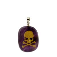 Gemstone Pendants Jewelry, with Brass, Skull, silver color plated, different materials for choice, more colors for choice, 25x20mm, Sold By PC