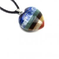 Gemstone Pendants Jewelry with Zinc Alloy silver color plated mixed colors 30mm Sold By PC