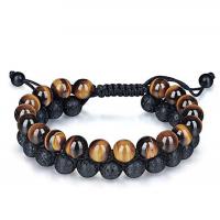 Gemstone Woven Ball Bracelets with Knot Cord handmade Double Layer & fashion jewelry & Unisex 16mm Length Approx 7.5-11.8 Inch Sold By PC