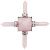 quartz rose décoration d'objet artisanal, avec améthyste & quartz clair & laiton, 92x92x31mm, Vendu par PC