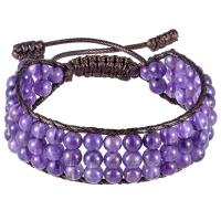 Gemstone Bracelets, with Wax Cord, three layers & fashion jewelry & for woman, 6mm, Sold Per Approx 7.09-11.81 Inch Strand