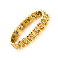Stainless Steel Jewelry Bracelet 304 Stainless Steel gold color plated fashion jewelry & for woman & with rhinestone golden 9.5mm 13mm Length Approx 8.27 Inch Sold By PC