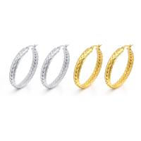 Stainless Steel Hoop Earring 304 Stainless Steel Vacuum Ion Plating fashion jewelry & for woman 38*6mm Sold By Pair
