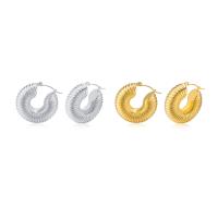 Stainless Steel Hoop Earring 304 Stainless Steel Vacuum Ion Plating fashion jewelry & for woman 30mm Sold By Pair