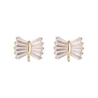 Cubic Zirconia Micro Pave Brass Earring plated fashion jewelry & micro pave cubic zirconia & for woman nickel lead & cadmium free Sold By Lot