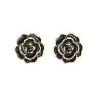 Brass Stud Earring Flower plated fashion jewelry & for woman & enamel nickel lead & cadmium free Sold By Lot