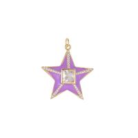 Cubic Zirconia Micro Pave Brass Pendant Star plated DIY & micro pave cubic zirconia & enamel nickel lead & cadmium free Sold By Lot