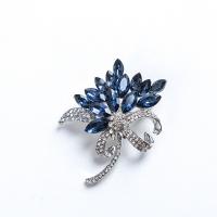 Crystal Brooch, Tibetan Style, with Crystal, Flower, platinum color plated, for woman & with rhinestone, more colors for choice, 40x48mm, 10PCs/Lot, Sold By Lot