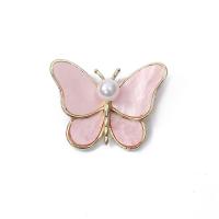 Enamel Brooch, Tibetan Style, with Plastic Pearl, Butterfly, gold color plated, for woman, more colors for choice, nickel, lead & cadmium free, 41x30mm, 10PCs/Lot, Sold By Lot