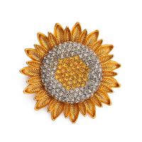 Enamel Brooch, Tibetan Style, Sunflower, gold color plated, different styles for choice & for woman & with rhinestone, nickel, lead & cadmium free, 40x40mm, 10PCs/Lot, Sold By Lot