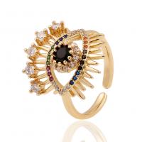 Mosaz Manžeta prst prsten, barva pozlacený, Nastavitelný & micro vydláždit kubické zirkony & pro ženy, 20x20mm, Prodáno By PC