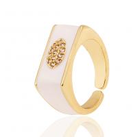 Brass Cuff Finger Ring, gold color plated, Adjustable & micro pave cubic zirconia & for woman & enamel, more colors for choice, 9x21mm, Sold By PC