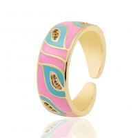 Mosaz Manžeta prst prsten, barva pozlacený, Nastavitelný & micro vydláždit kubické zirkony & pro ženy & smalt, více barev na výběr, 8x21mm, Prodáno By PC