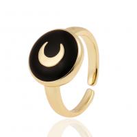 Prsten mjedenog prsta, Mesing, zlatna boja pozlaćen, Podesiva & za žene & emajl, više boja za izbor, 14x21mm, Prodano By PC