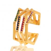 Messing Manschette Fingerring, goldfarben plattiert, Einstellbar & Micro pave Zirkonia & für Frau, keine, 11x22mm, verkauft von PC