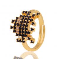 Cubique anneau en laiton Circonia Micro Pave, Placage de couleur d'or, Réglable & pavé de micro zircon & pour femme, plus de couleurs à choisir, 13x21mm, Vendu par PC