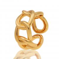 cobre Cuff Ring Finger, cromado de cor dourada, Ajustável & para mulher & vazio, 11x24mm, vendido por PC