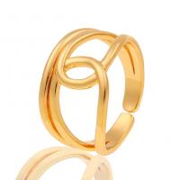 cobre Cuff Ring Finger, cromado de cor dourada, Ajustável & para mulher & vazio, 13x21mm, vendido por PC