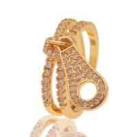 Brass Cuff Finger Ring, gold color plated, Adjustable & micro pave cubic zirconia & for woman, 8x20mm, Sold By PC
