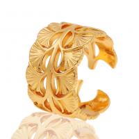 Messing Manchet Finger Ring, gold plated, Verstelbare & voor vrouw, 14x22mm, Verkocht door PC