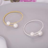 Zinc Alloy Cuff Bangle with Plastic Pearl plated fashion jewelry & for woman & with rhinestone nickel lead & cadmium free Inner Approx 160mm Sold By PC