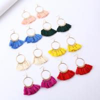 Fashion Fringe Earrings Zinc Alloy with Polyester fashion jewelry & for woman nickel lead & cadmium free Sold By Pair