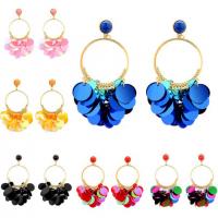 Zinc Alloy Drop Earrings with Sequins fashion jewelry & for woman nickel lead & cadmium free Sold By Pair