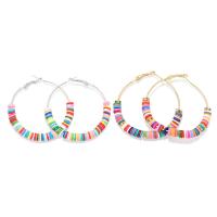 Zinc Alloy Hoop Earring with Polymer Clay fashion jewelry & for woman nickel lead & cadmium free 50mm Sold By Pair