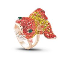 Zinc Alloy Finger Ring Fish fashion jewelry & for woman & with rhinestone nickel lead & cadmium free Sold By PC