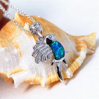 Brass Jewelry Pendants, with Artificial Opal, Bird, real silver plated, mixed colors, 20-35mm, Sold By Set
