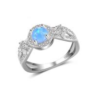 Cubic Zirconia Micro Pave Brass Ring with Artificial Opal real silver plated micro pave cubic zirconia & for woman mixed colors 17mm Sold By PC