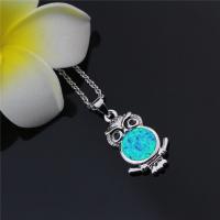 Brass Jewelry Pendants, with Artificial Opal, Owl, real silver plated, mixed colors, 15-30mm, Sold By Set