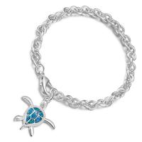 Brass Bracelet & Bangle with Artificial Opal brass lobster clasp Turtle real silver plated anti-fatigue & for woman mixed colors Length Approx 21 cm Sold By PC