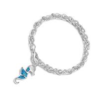 Brass Bracelet & Bangle with Artificial Opal brass lobster clasp Seahorse real silver plated anti-fatigue & for woman mixed colors Length Approx 21 cm Sold By PC