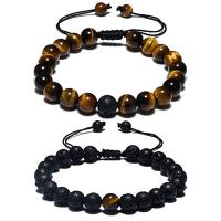 Gemstone Bracelets, Natural Stone, Round, Adjustable & different materials for choice & Unisex & anti-fatigue, more colors for choice, 8mm, Length:Approx 19-28 cm, Approx 2PCs/Set, Sold By Set