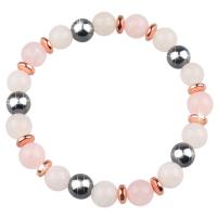 Gemstone Bracelets Natural Stone with Hematite & Zinc Alloy Round plated & Unisex 8mm Length Approx 19-28 cm Sold By PC
