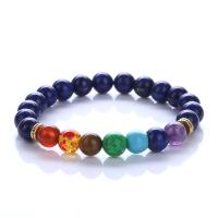 Gemstone Bracelets, Natural Stone, with Tibetan Style, Round, gold color plated, different materials for choice & Unisex & enamel, more colors for choice, 8mm, Length:Approx 19-28 cm, Sold By PC