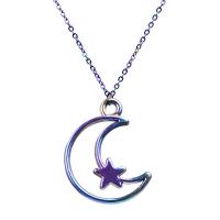 Zinc Alloy Jewelry Necklace Moon and Star colorful plated for woman multi-colored nickel lead & cadmium free Length Approx 50 cm Sold By PC