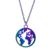 Zinklegierung Schmuck Halskette, rund, bunte Farbe plattiert, für Frau & hohl, farbenfroh, frei von Nickel, Blei & Kadmium, 18x21x1mm, Länge:ca. 50 cm, verkauft von PC
