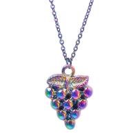 Cink Alloy nakit ogrlice, Zrno grožđa, šarene pozlaćen, za žene, multi-boji, nikal, olovo i kadmij besplatno, 14x20x3mm, Dužina Približno 50 cm, Prodano By PC