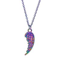 Cink Alloy nakit ogrlice, Pero, šarene pozlaćen, za žene, multi-boji, nikal, olovo i kadmij besplatno, 9x26x2mm, Dužina Približno 50 cm, Prodano By PC