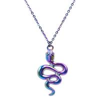Zinklegierung Schmuck Halskette, Schlange, bunte Farbe plattiert, für Frau, farbenfroh, frei von Nickel, Blei & Kadmium, 18x30mm, Länge:ca. 50 cm, verkauft von PC
