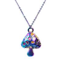 Tibetan Style Jewelry Necklace, mushroom, colorful plated, for woman, multi-colored, nickel, lead & cadmium free, 17x25mm, Length:Approx 50 cm, Sold By PC