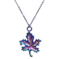 Zinc Alloy Jewelry Necklace Maple Leaf colorful plated for woman multi-colored nickel lead & cadmium free Length Approx 50 cm Sold By PC
