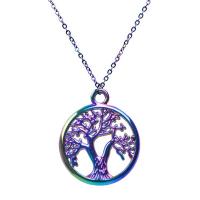 Zinc Alloy smykker halskæde, Tree of Life, farverig forgyldt, for kvinde, flerfarvede, nikkel, bly & cadmium fri, 16x19mm, Længde Ca. 50 cm, Solgt af PC