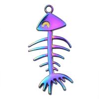 Tibetan Style Pendants, Fish Bone, colorful plated, Unisex, multi-colored, nickel, lead & cadmium free, 22x42mm, Sold By PC