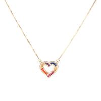 Cubic Zircon Micro Pave Brass Necklace with 1.97inch extender chain Heart fashion jewelry & micro pave cubic zirconia & for woman nickel lead & cadmium free Length Approx 15.75 Inch Sold By PC