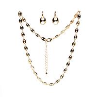 Brass Jewelry Set, bracelet & earring & necklace, with 1.97inch extender chain, Vacuum Ion Plating, three pieces & fashion jewelry & Unisex & different styles for choice, nickel, lead & cadmium free, 2*5mm,10*22mm, Length:Approx 15.75 Inch, Approx 6.69 Inch, Sold By Set