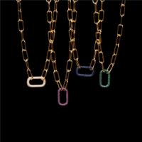 Messing Halskette, Modeschmuck & für Frau & mit Strass, frei von Nickel, Blei & Kadmium, 8*16mm,15*26mm, Länge:ca. 15.75-17.72 ZollInch, verkauft von PC